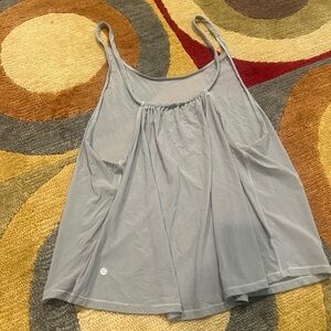 Lululemon Mesh See Through Flowy Tank Top Dusky Light Blue Grey Size 12